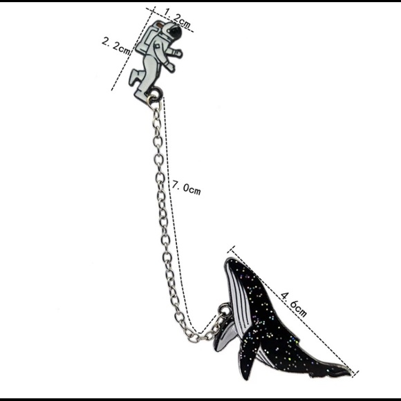 ‼️5 for $25 SALE‼️ Astronaut & Whale Enamel Pin - Picture 3 of 5